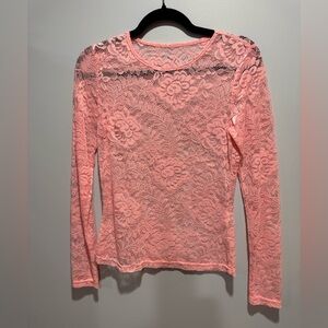 Boutique Brand Lace Pink Long Sleeve Top